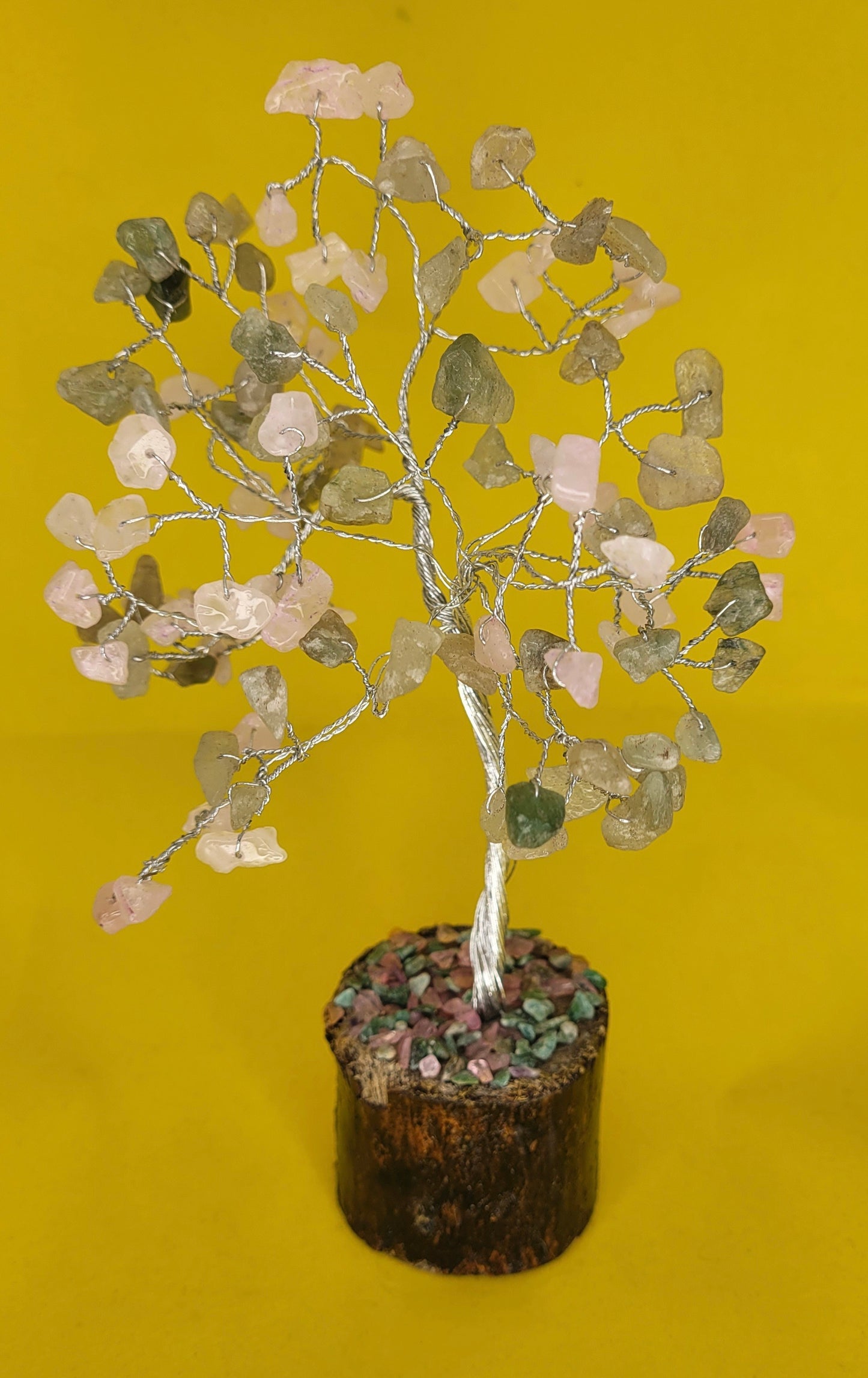 Rose Quartz and Green Quartz Crystal Tree